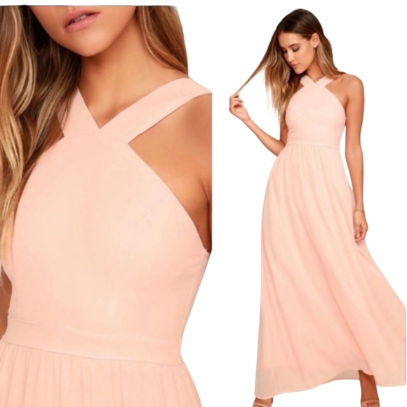 Lulus Dresses & Skirts - Lulu's Pink Halter Maxi Dress for Weddings